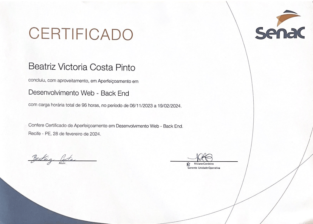Web Development - Back-End Certification